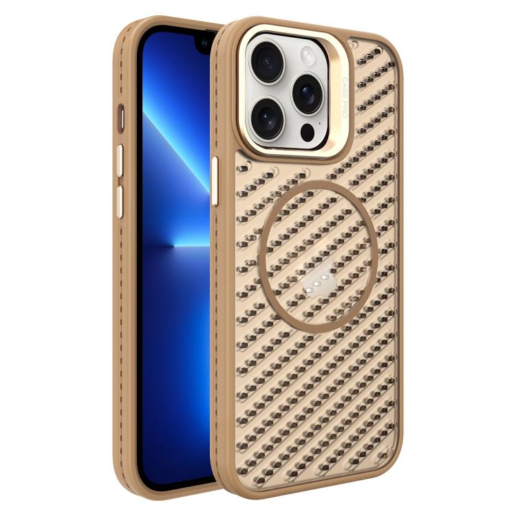 

For iPhone 13 Pro O-Shape Hollow Cooling Lens Holder MagSafe Phone Case(Gold)