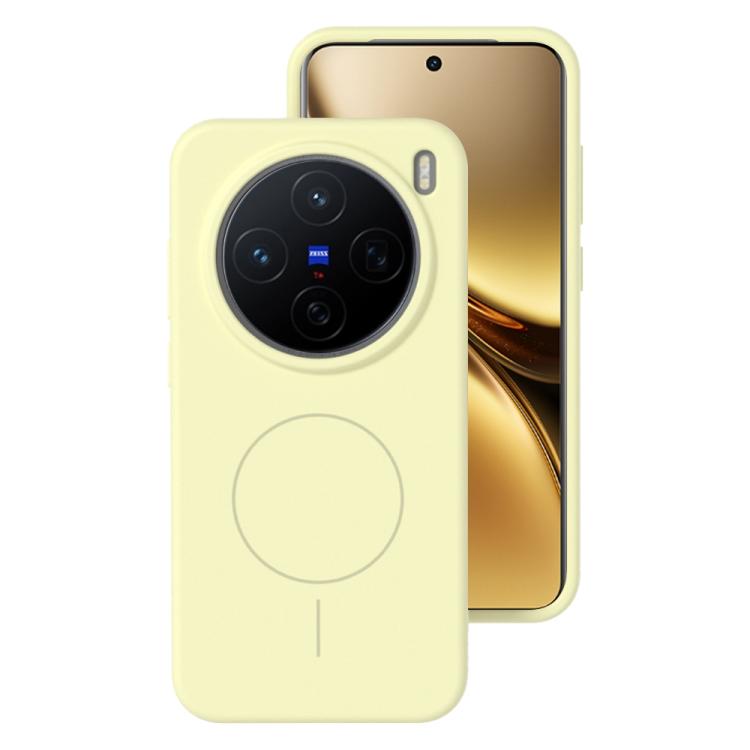 

For vivo X200 Liquid Silicone Thin Circle MagSafe Phone Case(Cream Yellow)