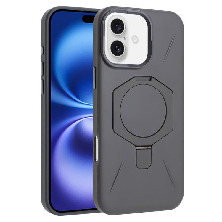 

For iPhone 16 Four-Corner Shockproof MagSafe Holder TPU Hybrid PC Phone Case(Titanium Gray)