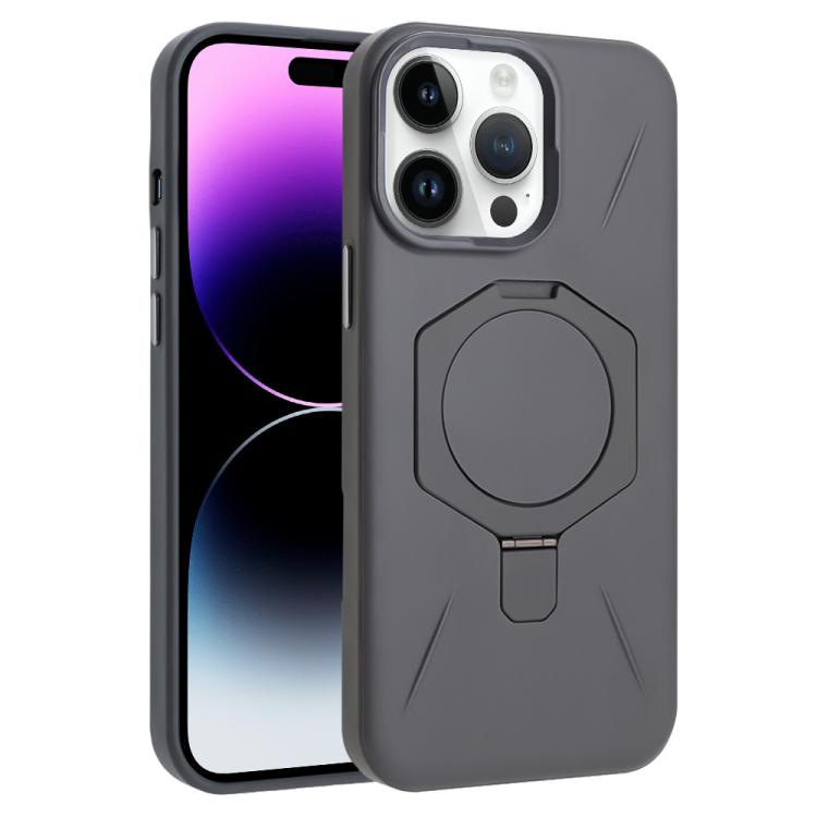 

For iPhone 14 Pro Four-Corner Shockproof MagSafe Holder TPU Hybrid PC Phone Case(Titanium Gray)
