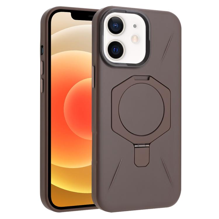 

For iPhone 12 / 12 Pro Four-Corner Shockproof MagSafe Holder TPU Hybrid PC Phone Case(Desert Gold)