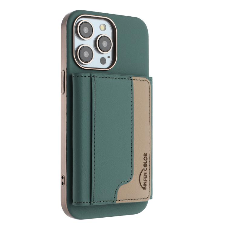 

For iPhone 16 Pro Colour Matching Horizontal Magnetic Card Bag RFID MagSafe Phone Case(Green)