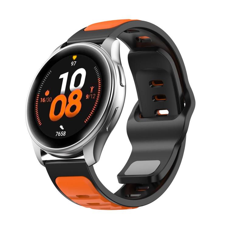 

22mm Two Color Reverse Buckle Silicone Sports Watch Band(Orange Black)