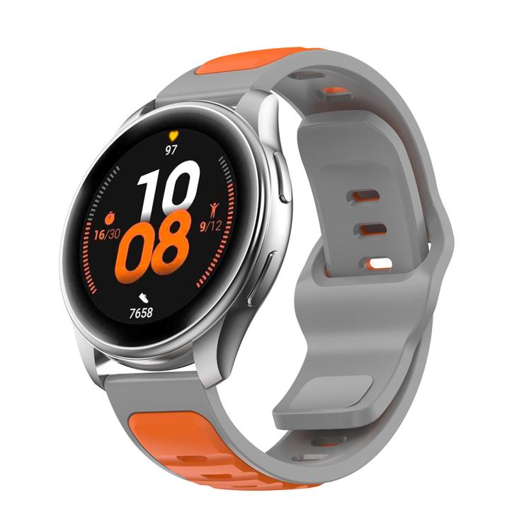 

22mm Two Color Reverse Buckle Silicone Sports Watch Band(Orange Grey)