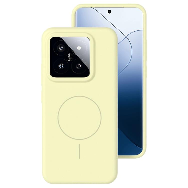 

For Xiaomi 14 Pro Liquid Silicone Thin Circle MagSafe Phone Case(Cream Yellow)