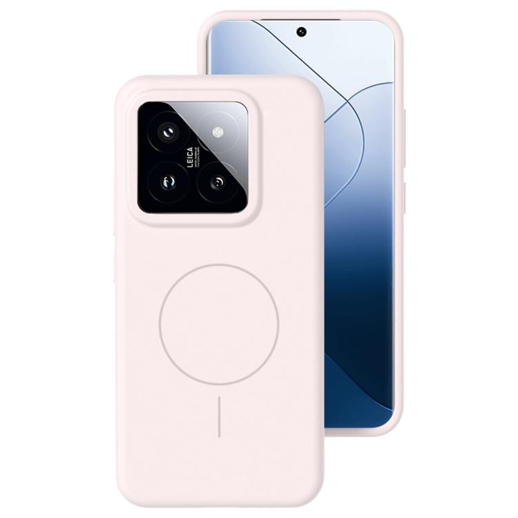 

For Xiaomi 14 Liquid Silicone Thin Circle MagSafe Phone Case(Grey Pink)