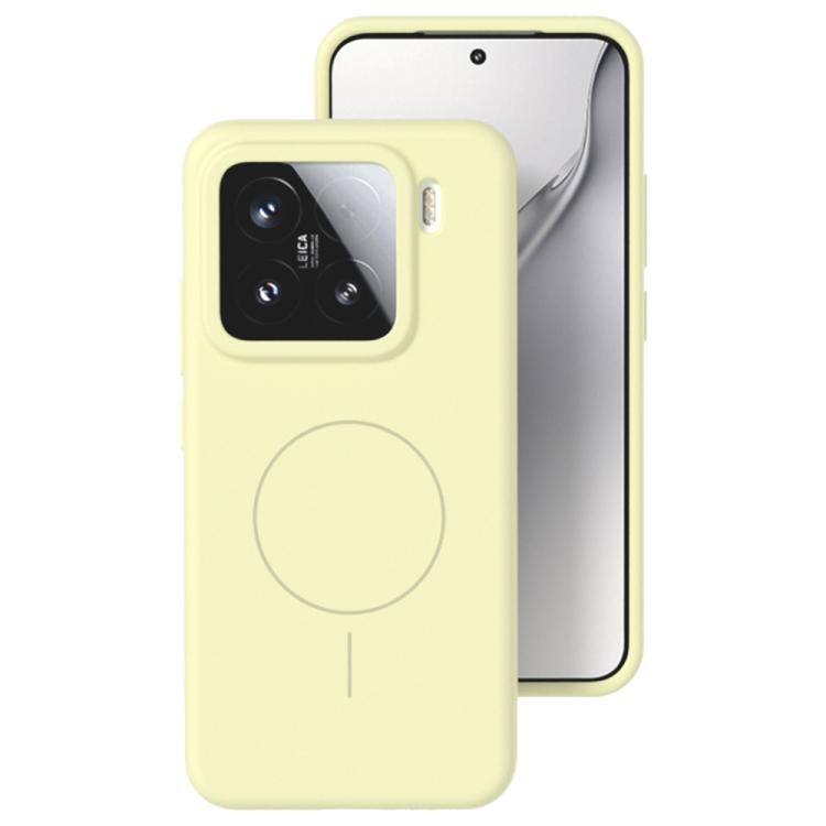 

For Xiaomi 15 Pro Liquid Silicone Thin Circle MagSafe Phone Case(Cream Yellow)