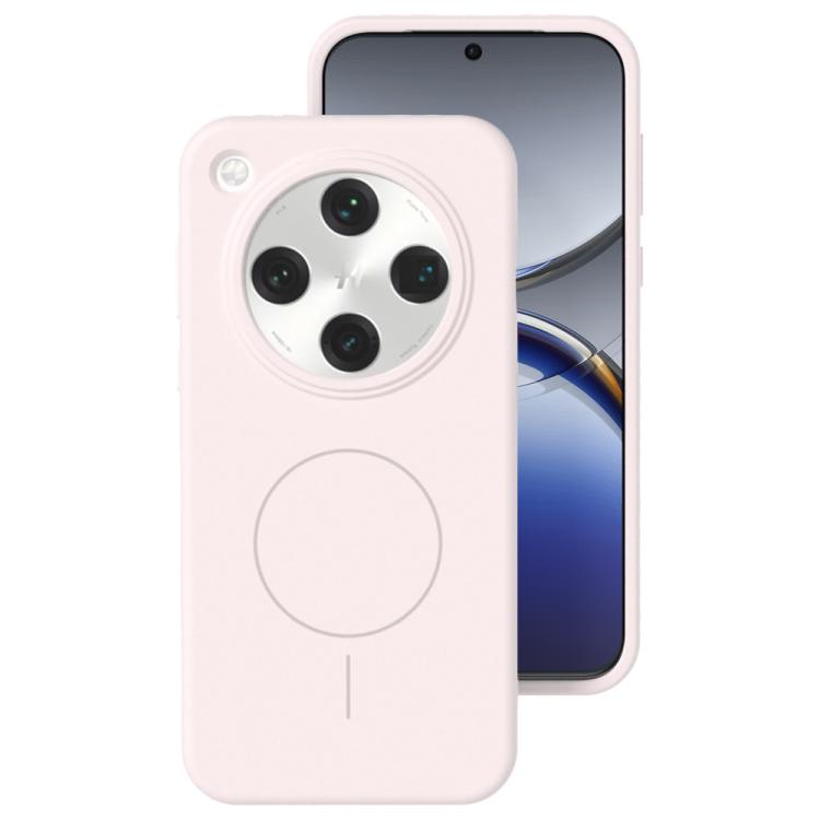

For OPPO Find X8 Liquid Silicone Thin Circle MagSafe Phone Case(Grey Pink)