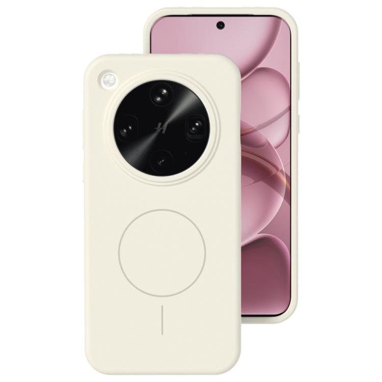 

For OPPO Find X8 Ultra Liquid Silicone Thin Circle MagSafe Phone Case(Antique White)
