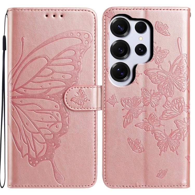 

For Samsung Galaxy S26 Ultra 5G Butterfly Flutter Pattern Embossed Leather Phone Case(Rose Gold)