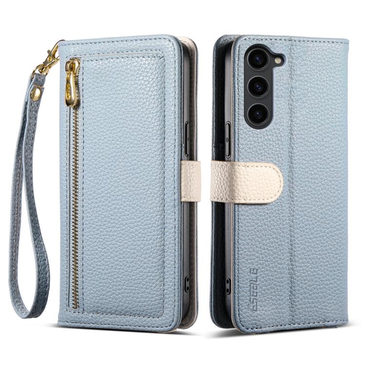 

For Samsung Galaxy S23 5G ESEBLE E11 Colorful Litchi Pattern Zipper Wallet Leather Phone Case(Sky Blue)