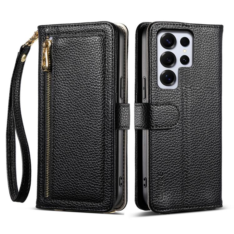 

For Samsung Galaxy S25 Ultra 5G ESEBLE E11 Colorful Litchi Pattern Zipper Wallet Leather Phone Case(Black)