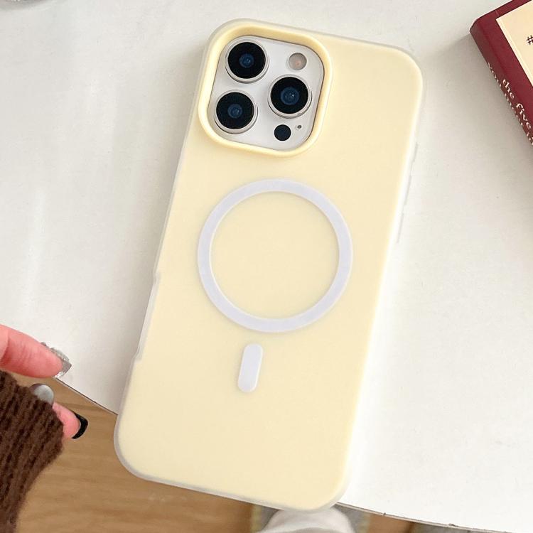 

For iPhone 16 Pro Max Skin Feel MagSafe Magnetic PC Hybrid TPU Phone Case(Yellow)