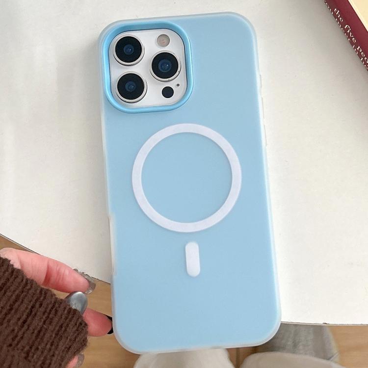 

For iPhone 16 Pro Skin Feel MagSafe Magnetic PC Hybrid TPU Phone Case(Blue)