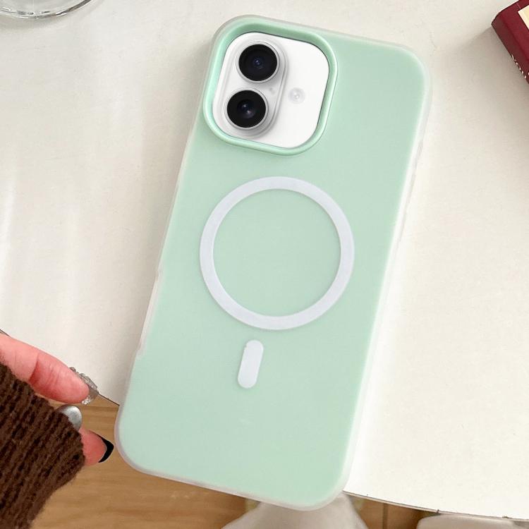

For iPhone 16 Skin Feel MagSafe Magnetic PC Hybrid TPU Phone Case(Light Cyan)