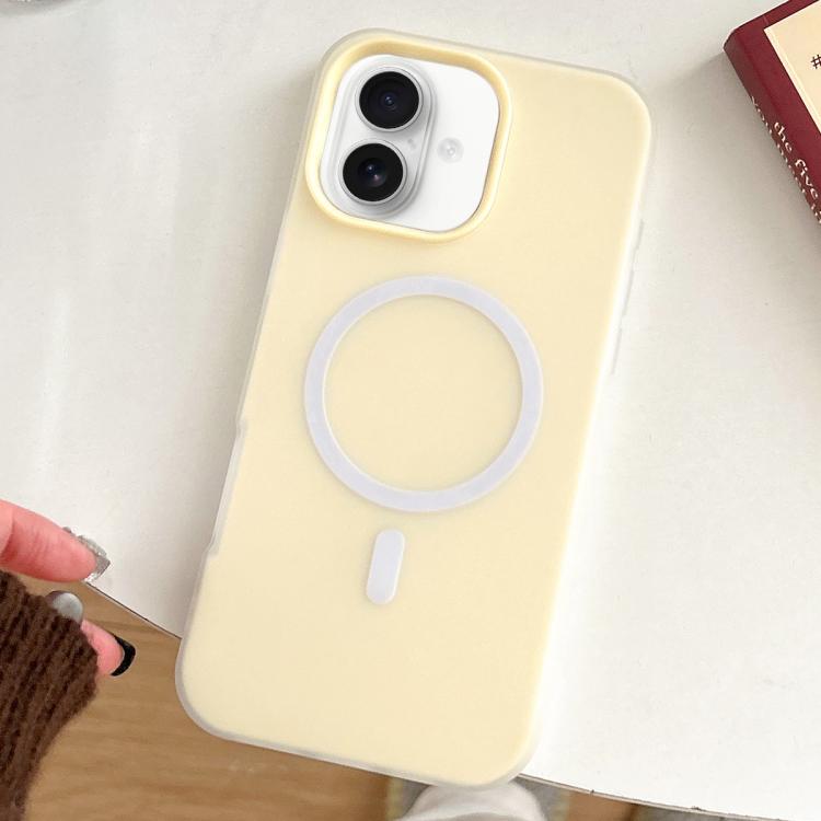 

For iPhone 16 Skin Feel MagSafe Magnetic PC Hybrid TPU Phone Case(Yellow)