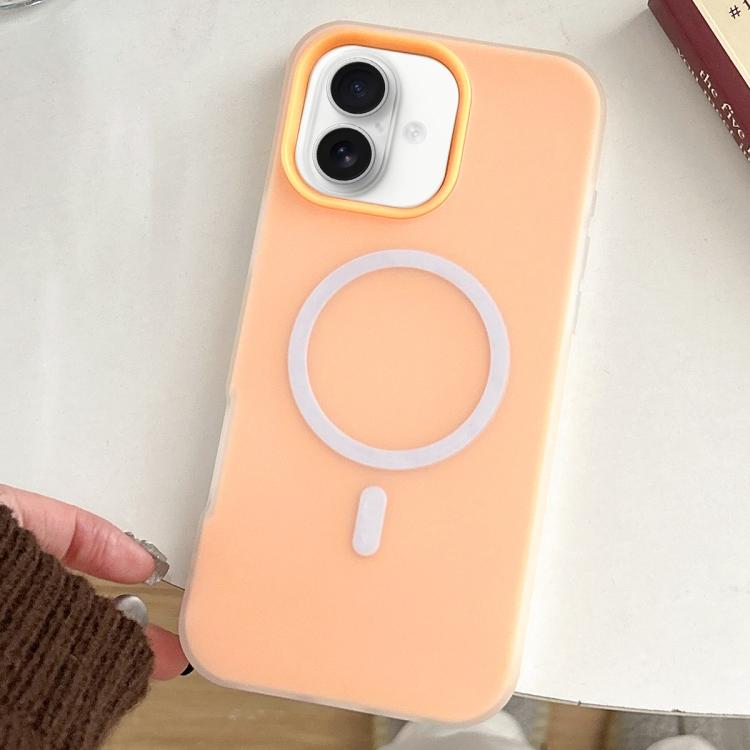 

For iPhone 16 Skin Feel MagSafe Magnetic PC Hybrid TPU Phone Case(Orange)