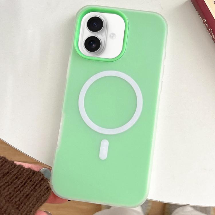 

For iPhone 16 Skin Feel MagSafe Magnetic PC Hybrid TPU Phone Case(Green)