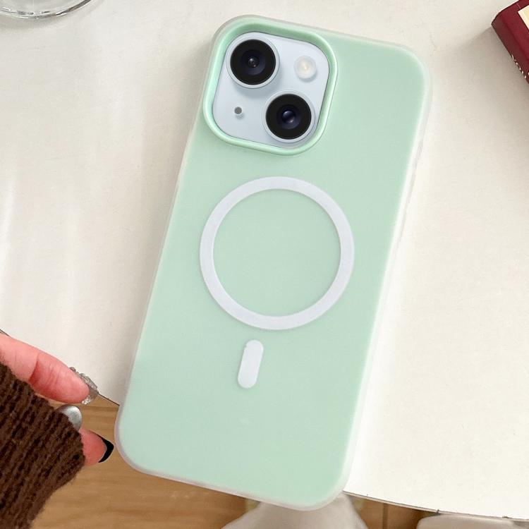 

For iPhone 15 Skin Feel MagSafe Magnetic PC Hybrid TPU Phone Case(Light Cyan)