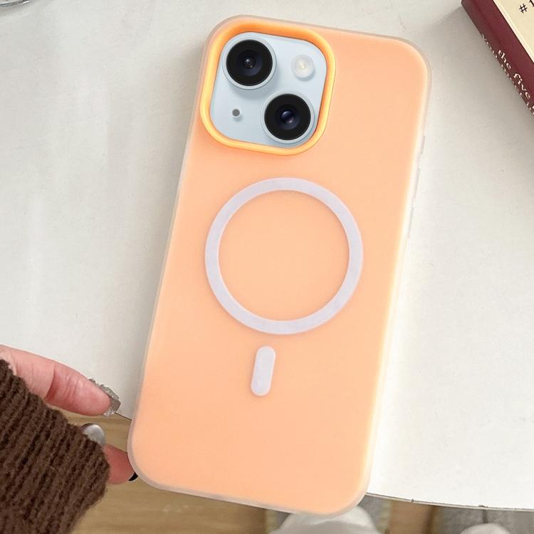

For iPhone 15 Skin Feel MagSafe Magnetic PC Hybrid TPU Phone Case(Orange)