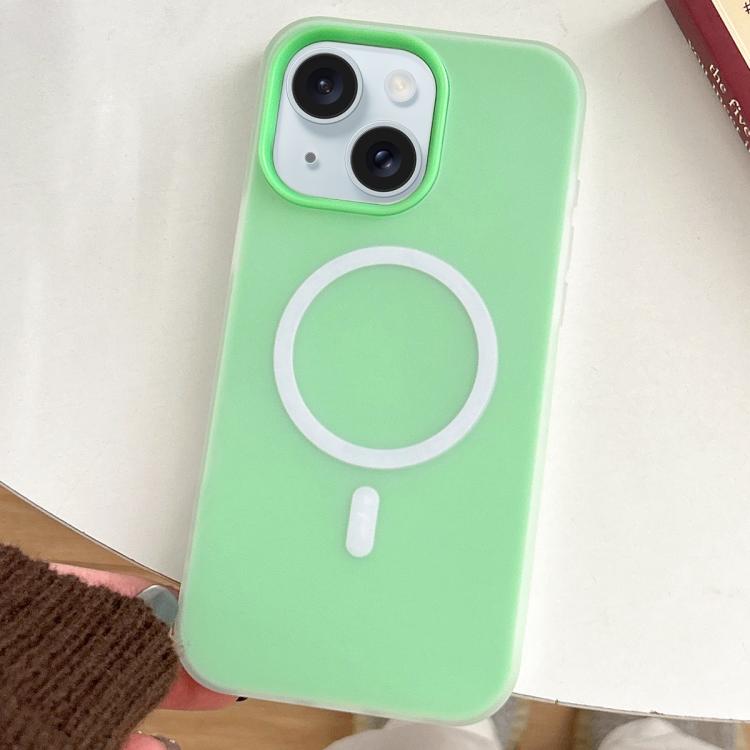 

For iPhone 15 Skin Feel MagSafe Magnetic PC Hybrid TPU Phone Case(Green)