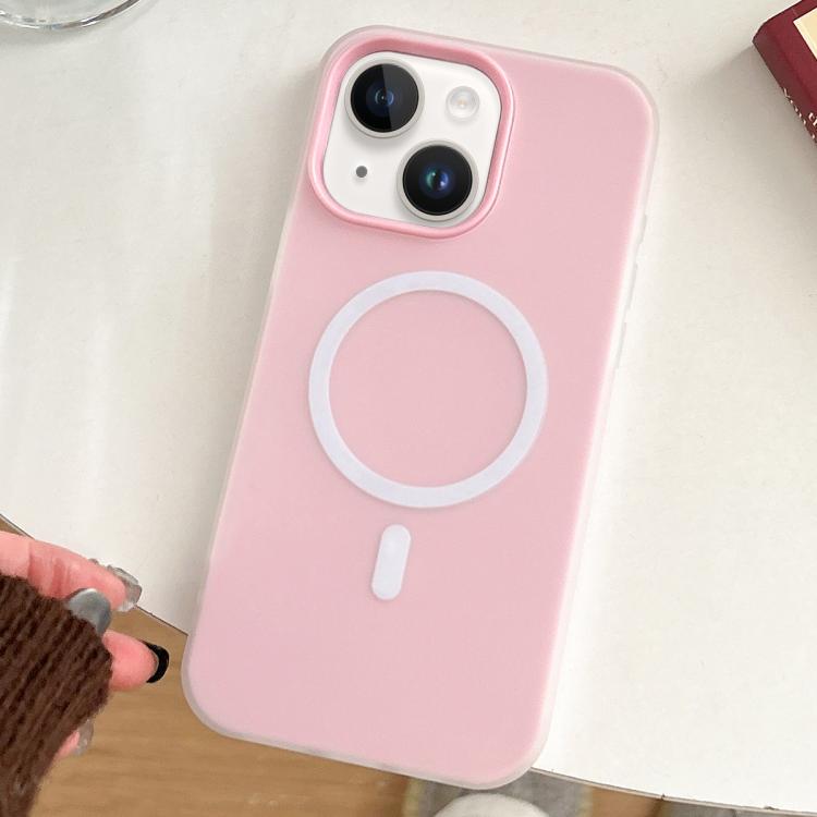

For iPhone 14 Plus Skin Feel MagSafe Magnetic PC Hybrid TPU Phone Case(Light Pink)