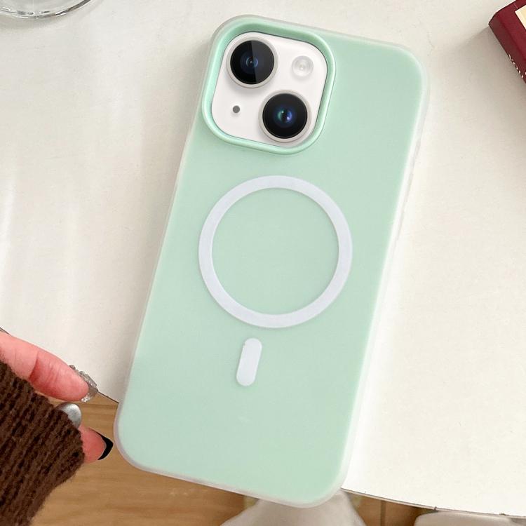 

For iPhone 14 Plus Skin Feel MagSafe Magnetic PC Hybrid TPU Phone Case(Light Cyan)