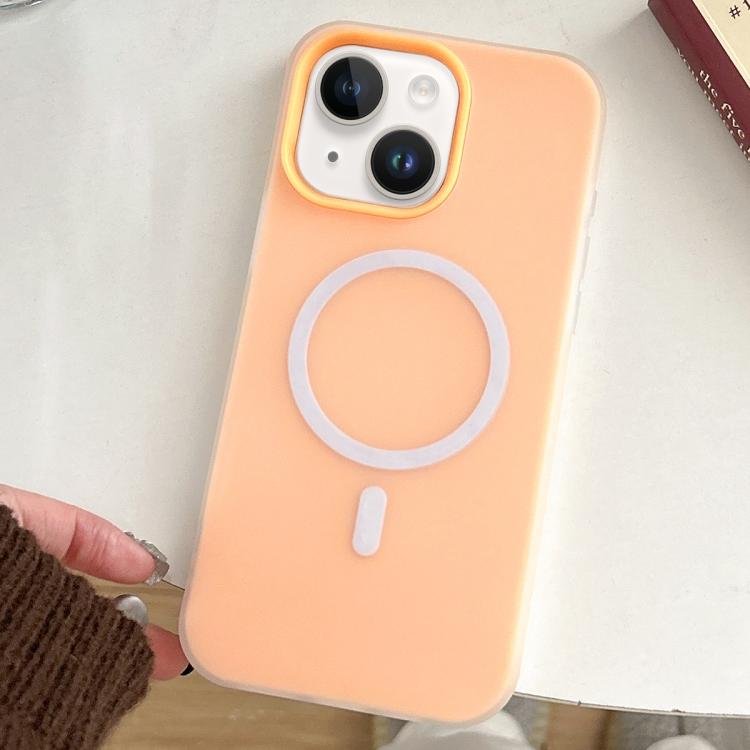 

For iPhone 13 Skin Feel MagSafe Magnetic PC Hybrid TPU Phone Case(Orange)