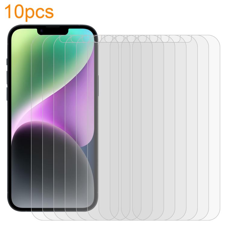 

For iPhone 14 10pcs xDfind 0.26mm 9H 2.5D Middle Aluminum Tempered Glass Film