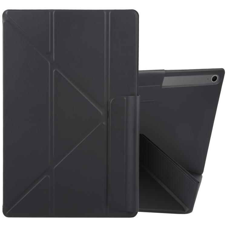 

For Samsung Galaxy Tab S10 FE+ Fixed Buckle Magnetic Deformation Leather Tablet Case(Black)