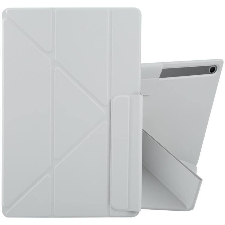 

For Samsung Galaxy Tab S8+ / S7+ Fixed Buckle Magnetic Deformation Leather Tablet Case(Grey)