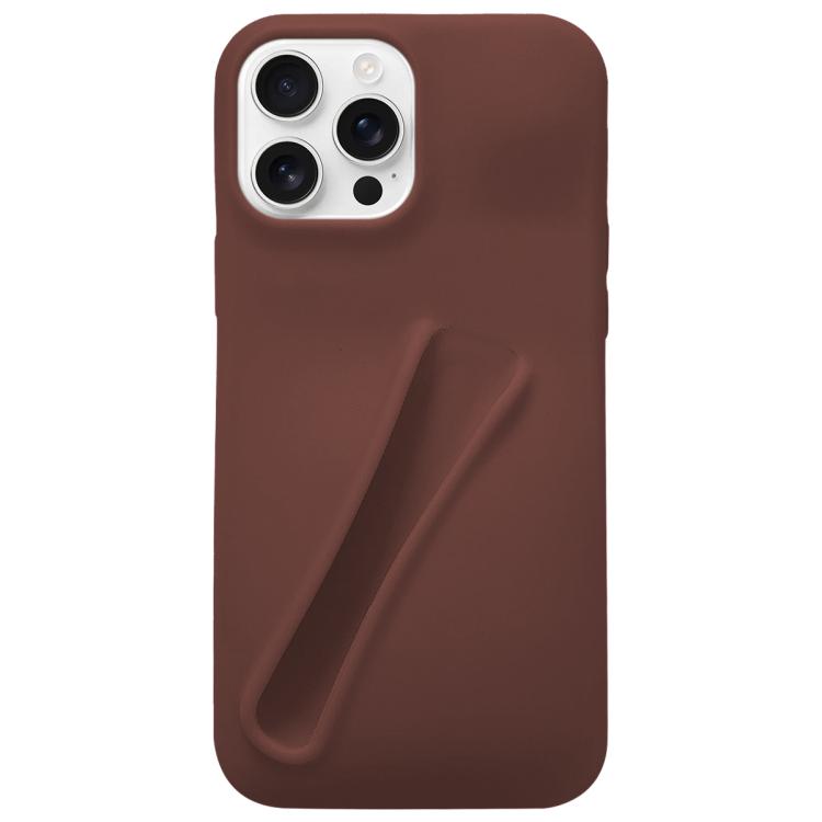 

For iPhone 16 Pro Lipstick Silicone 3D Phone Case(Coffee)