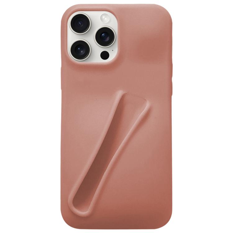 

For iPhone 15 Pro Lipstick Silicone 3D Phone Case(Milk Tea)