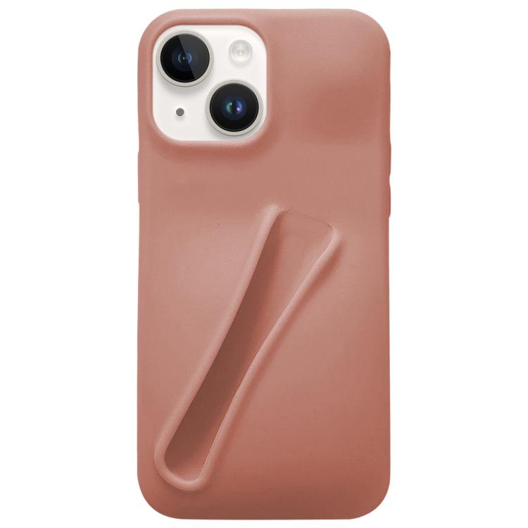 

For iPhone 14 Plus Lipstick Silicone 3D Phone Case(Milk Tea)