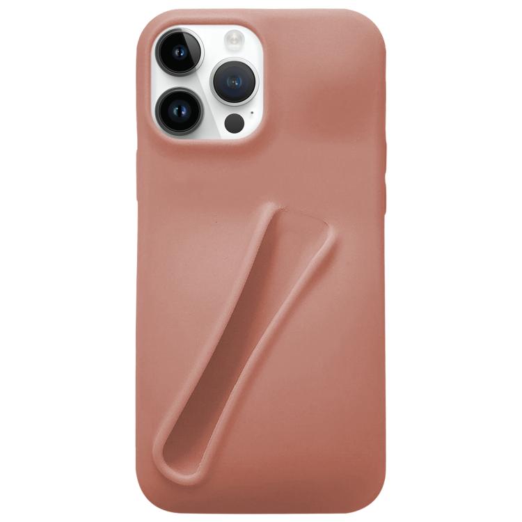 

For iPhone 14 Pro Max Lipstick Silicone 3D Phone Case(Milk Tea)