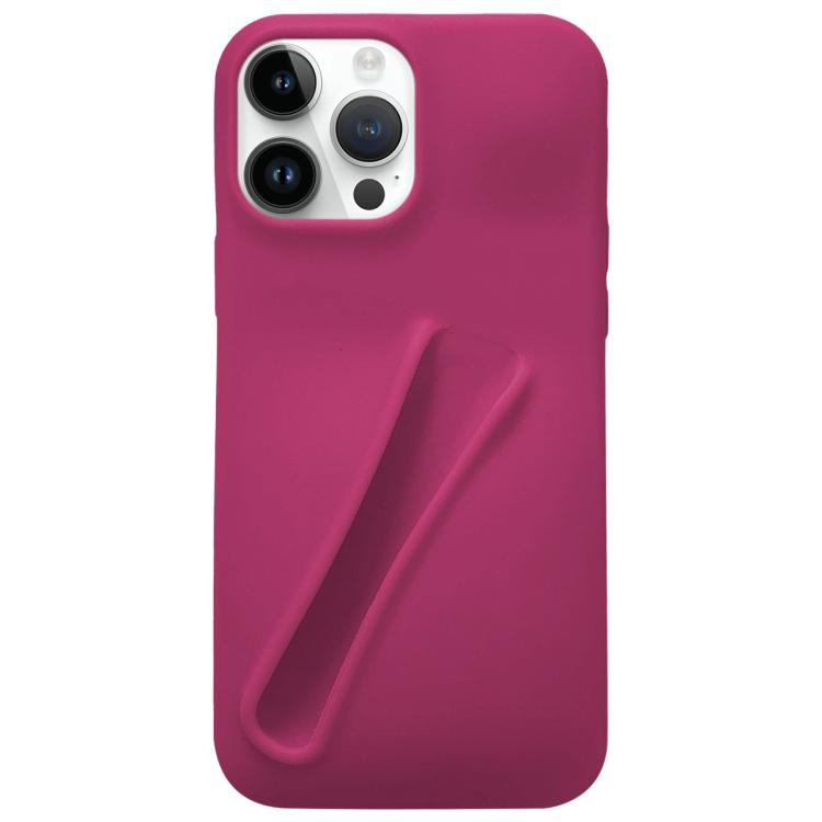 

For iPhone 14 Pro Max Lipstick Silicone 3D Phone Case(Raspberry)