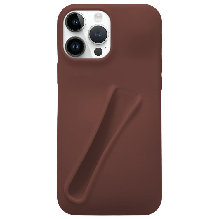 

For iPhone 12 Pro Max Lipstick Silicone 3D Phone Case(Coffee)