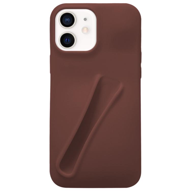 

For iPhone 11 Lipstick Silicone 3D Phone Case(Coffee)