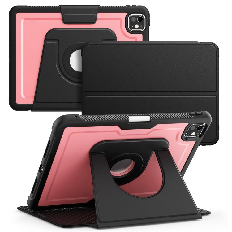 

For iPad Pro 11 2024 Honeycomb Magnetic Rotation Holder Leather Smart Tablet Case(Pink)
