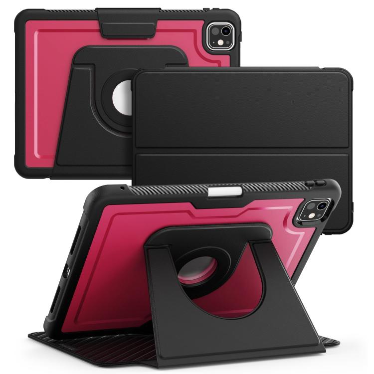 

For iPad Pro 11 2024 Honeycomb Magnetic Rotation Holder Leather Smart Tablet Case(Wine Red)