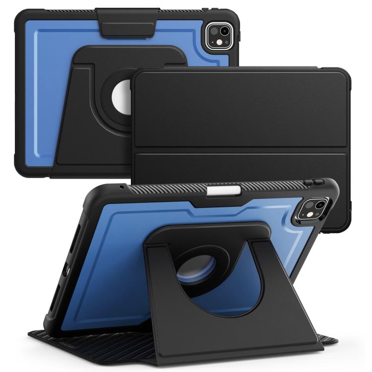 

For iPad Pro 11 2024 Honeycomb Magnetic Rotation Holder Leather Smart Tablet Case(Blue)