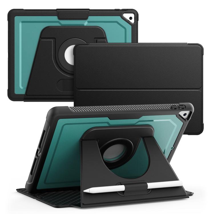 

For iPad 10.2 2021 / Air 10.5 Honeycomb Magnetic Rotation Holder Leather Smart Tablet Case(Dark Green)