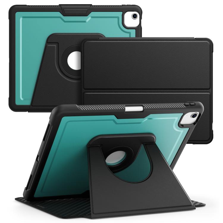 

For iPad Air 13 2025 / 2024 Honeycomb Magnetic Rotation Holder Leather Smart Tablet Case(Dark Green)