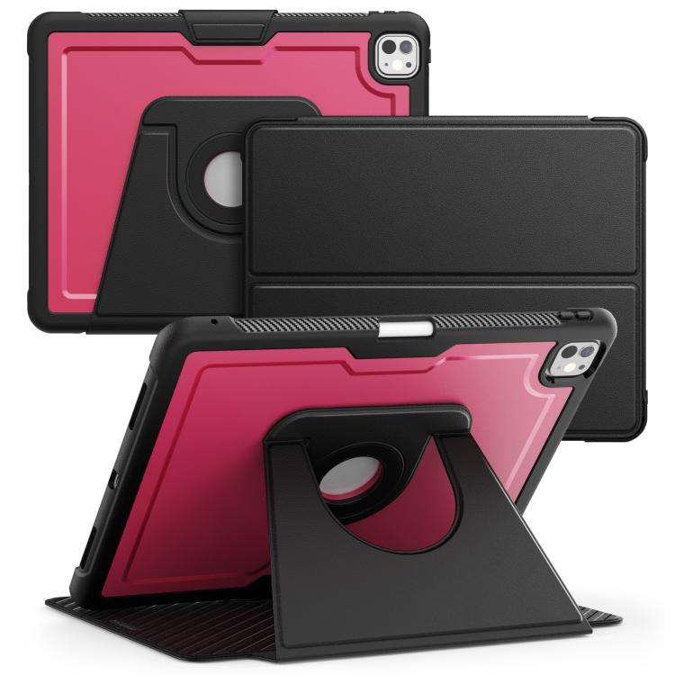 

For iPad Pro 13 2024 Honeycomb Magnetic Rotation Holder Leather Smart Tablet Case(Wine Red)