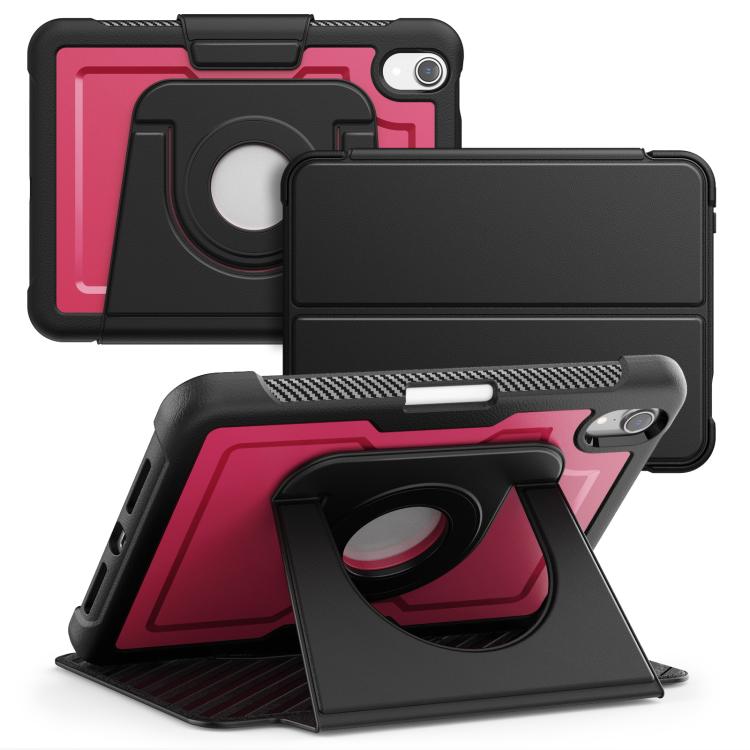 

For iPad mini 2024 / mini 6 Honeycomb Magnetic Rotation Holder Leather Smart Tablet Case(Wine Red)