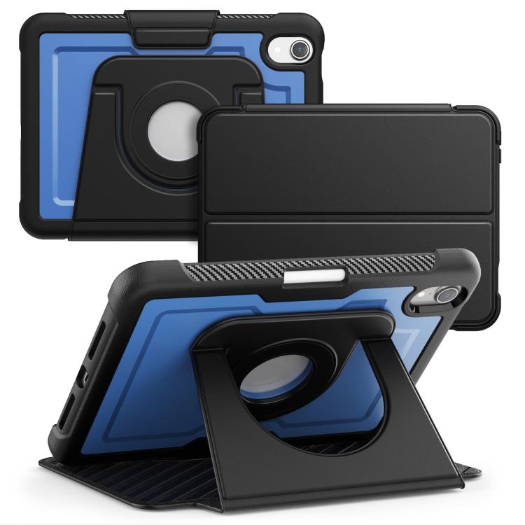 

For iPad mini 2024 / mini 6 Honeycomb Magnetic Rotation Holder Leather Smart Tablet Case(Blue)