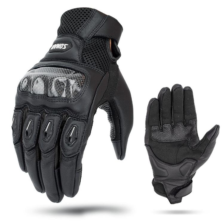 

SOMAN MG21 Motorcycle Sheepskin Carbon Fiber Gloves Off-road Riding Anti-slip Gloves, Size:M(Black)