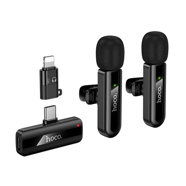 

hoco L20A Fair USB-C / Type-C and 8 Pin Dual Mic Lavalier Wireless Microphone(Black)