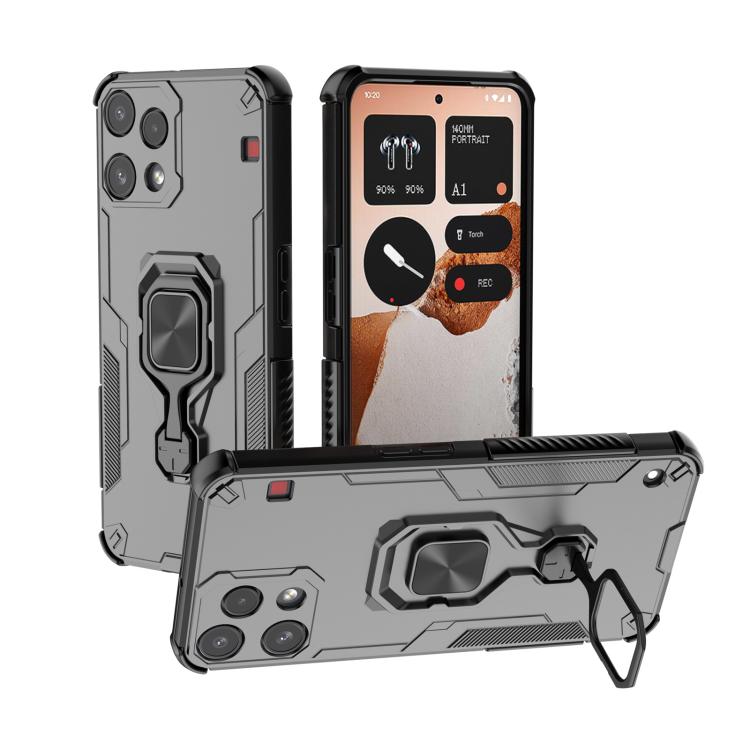 

For Nothing Phone 3a Lite Metal Kickstand TPU Hybrid PC Phone Case(Black)
