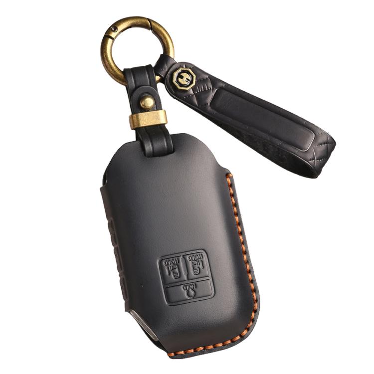 

For Kia Carnival SX Hallmo E171 Crazy Horse Cowhide Car Key Protection Cover(Black)